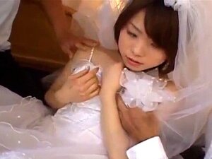 Morimoto Miku is undressed of bride outfit and fucked in holes